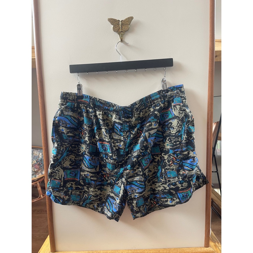 Sir William Mens Large Blue Abstract Vintage 90s Retro Swim Trunks